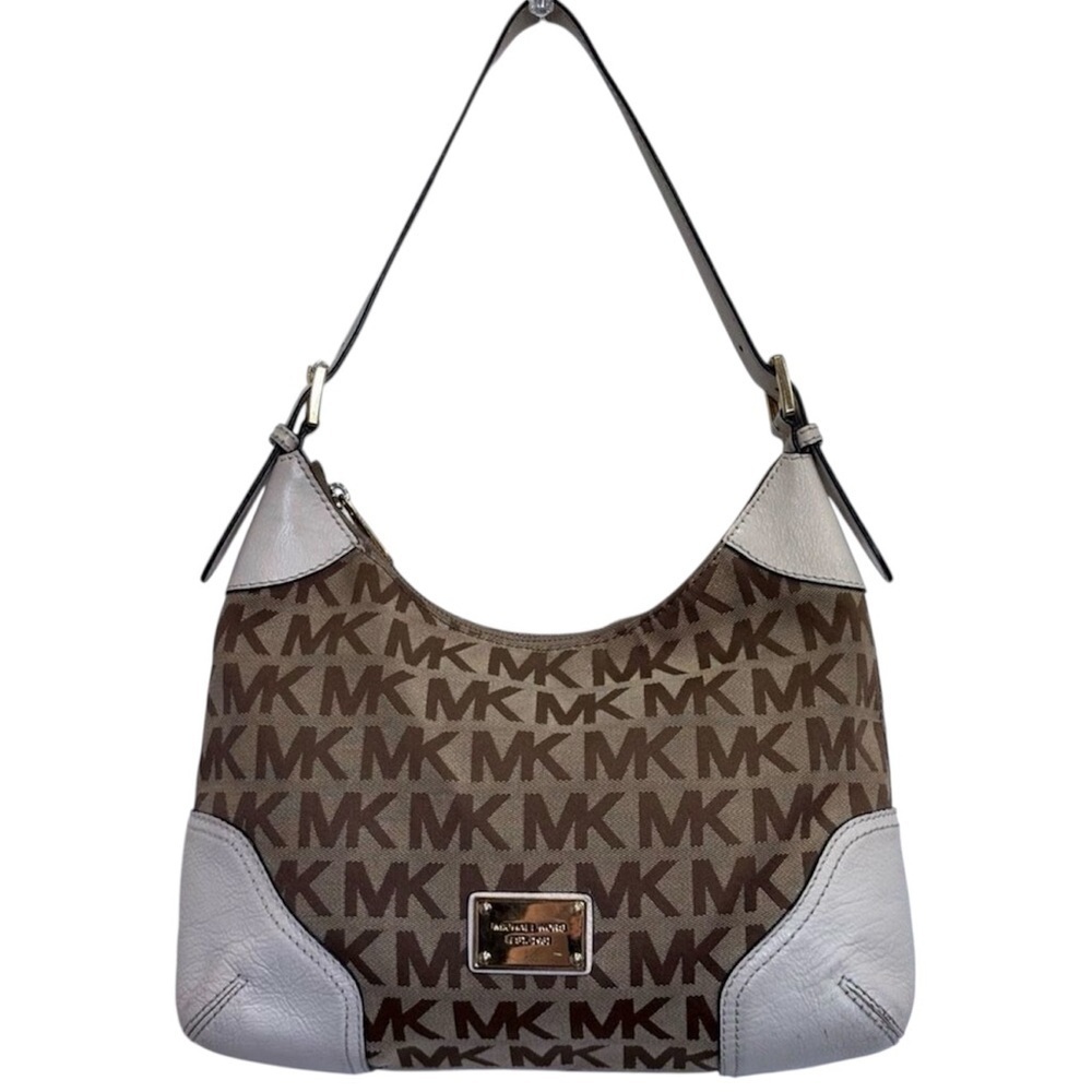 MICHAEL KORS - EUC Millbrook Signature Logo Hobo Purse White MK Soho Small
